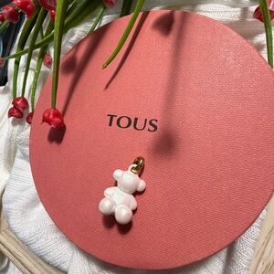 Firm price New! Authentic Tous Blush Bear Charm with Gold Loop